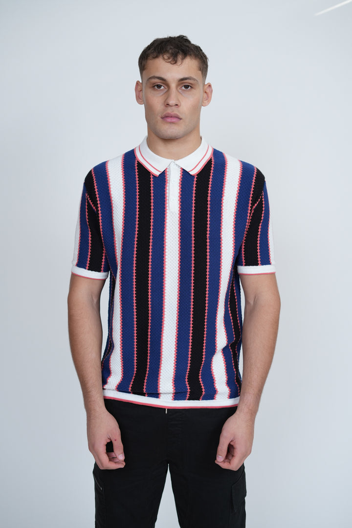 Knitted Vertical Stripe Polo – Men's Premium Knitwear Polo Shirt