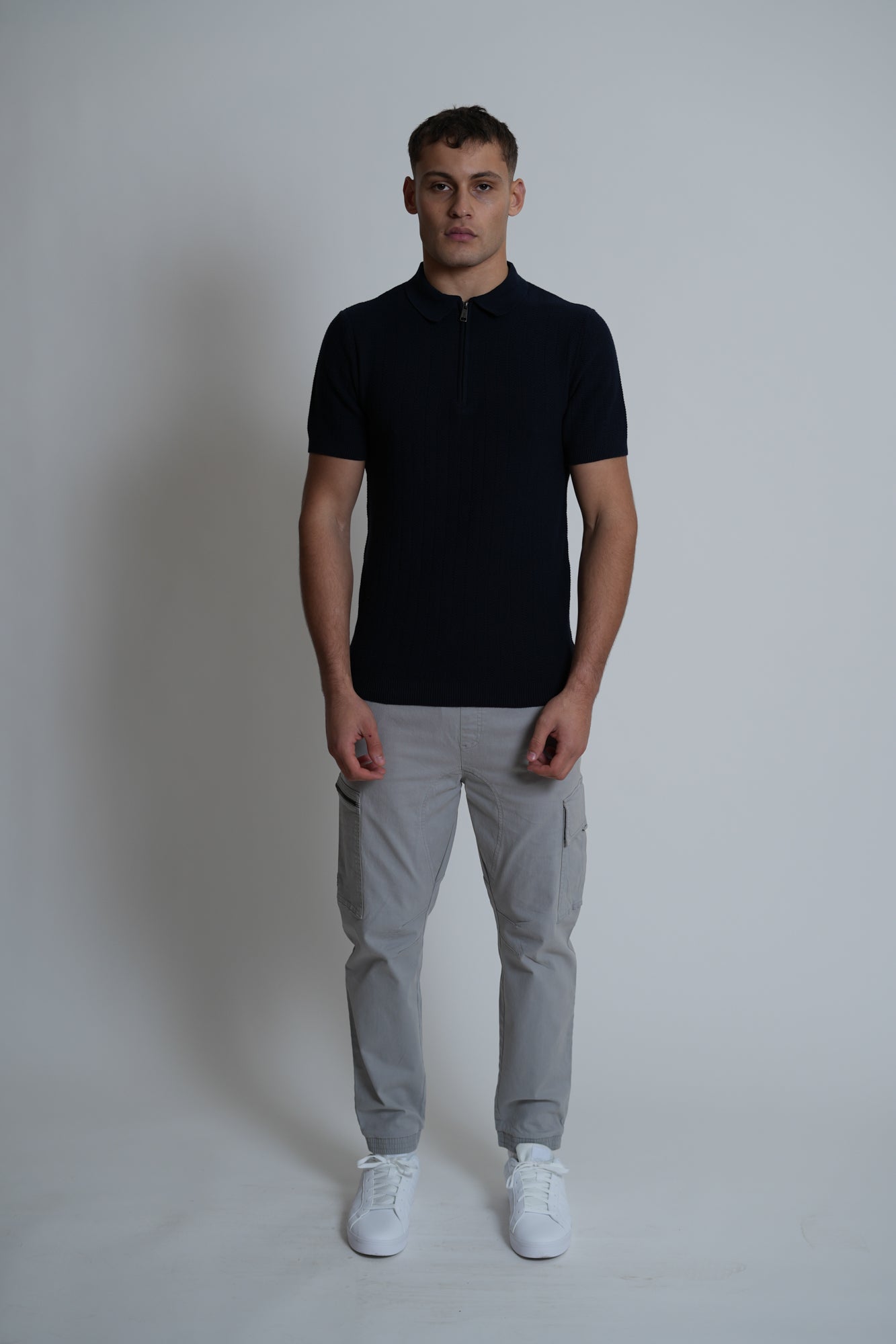 Knitted Jacquard Polo | Men's Premium Knitwear Polo Shirt | Textured Knit Polo