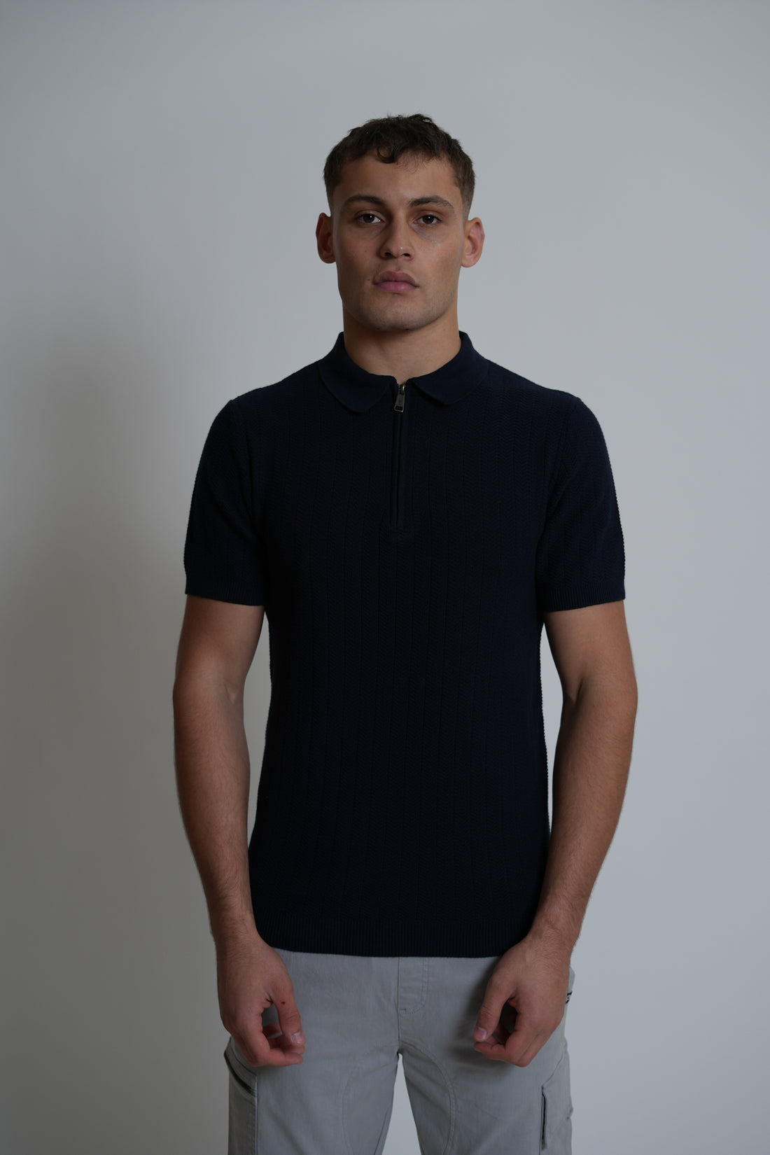 Knitted Jacquard Polo | Men's Premium Knitwear Polo Shirt | Textured Knit Polo