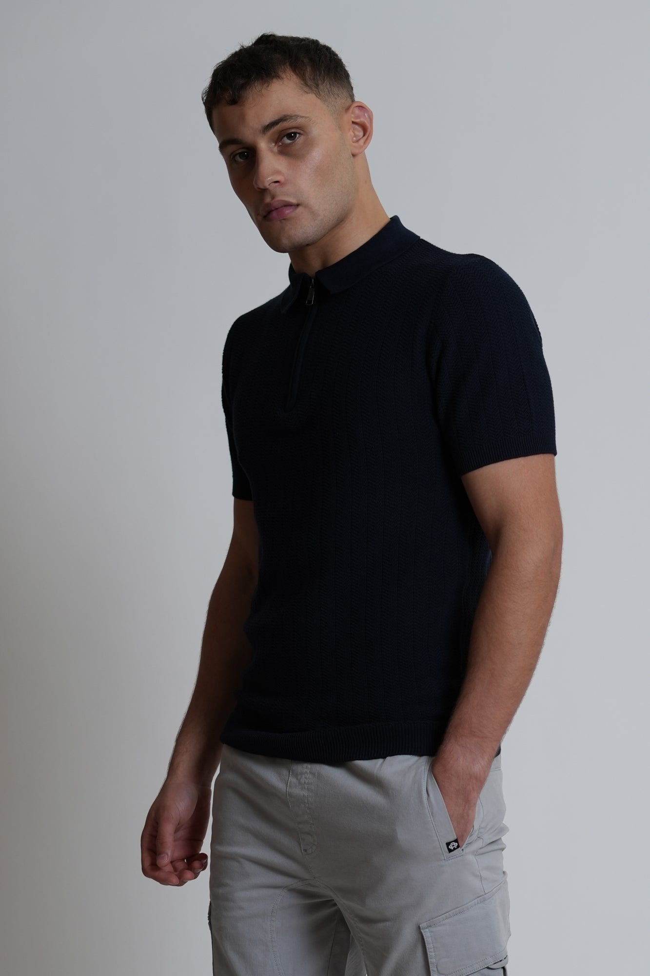 Knitted Jacquard Polo | Men's Premium Knitwear Polo Shirt | Textured Knit Polo