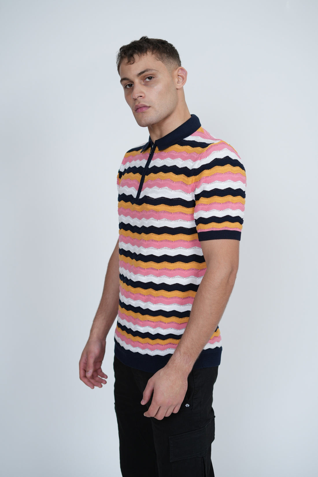 Knitted Multi Stripe Polo | Men's Premium Knitwear Polo Shirt | Retro Stripe Knit