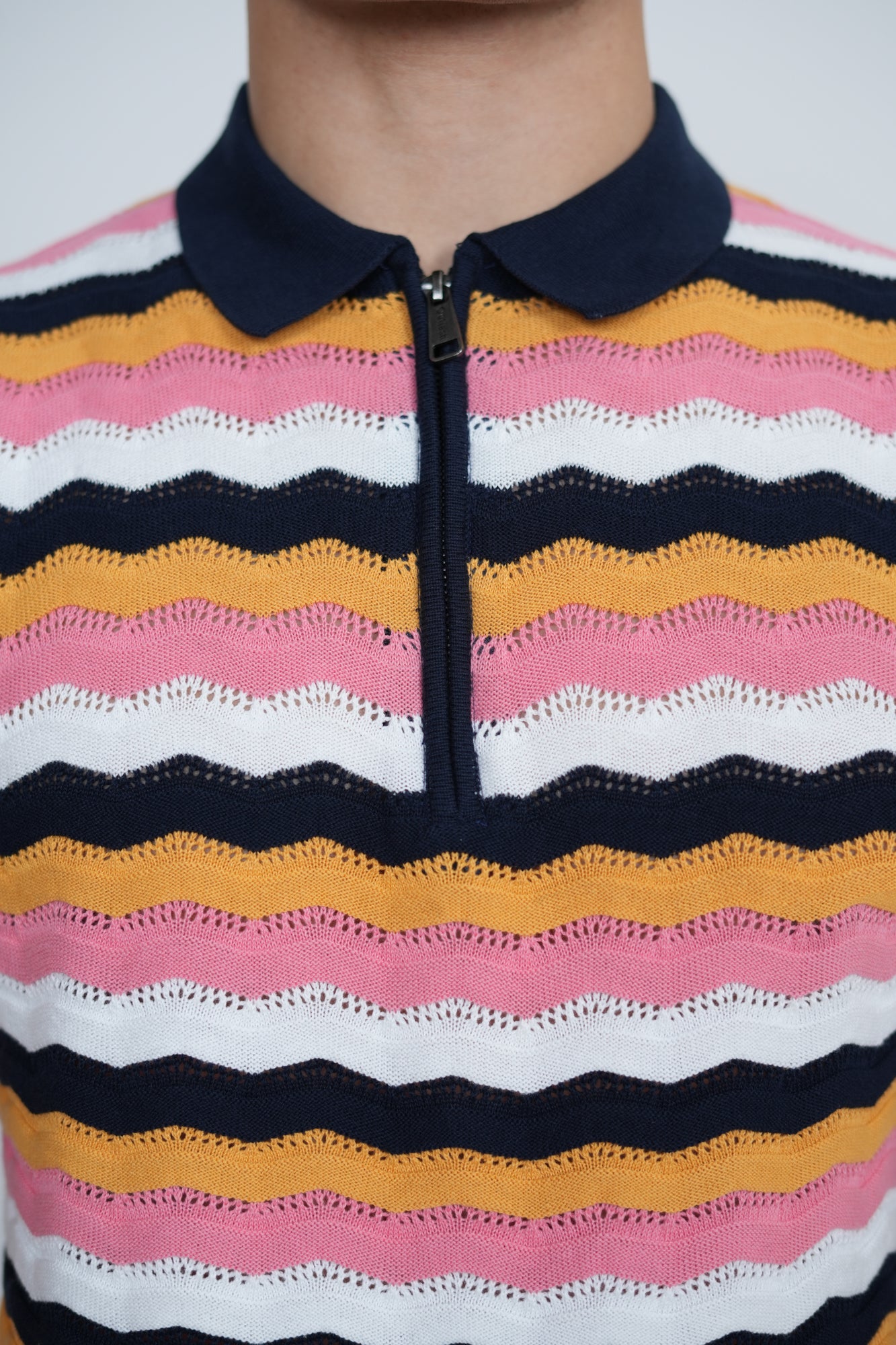 Knitted Multi Stripe Polo | Men's Premium Knitwear Polo Shirt | Retro Stripe Knit