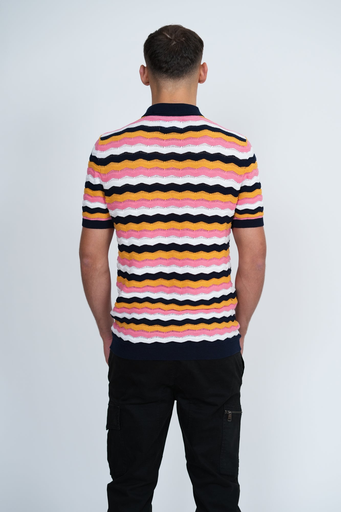 Knitted Multi Stripe Polo | Men's Premium Knitwear Polo Shirt | Retro Stripe Knit