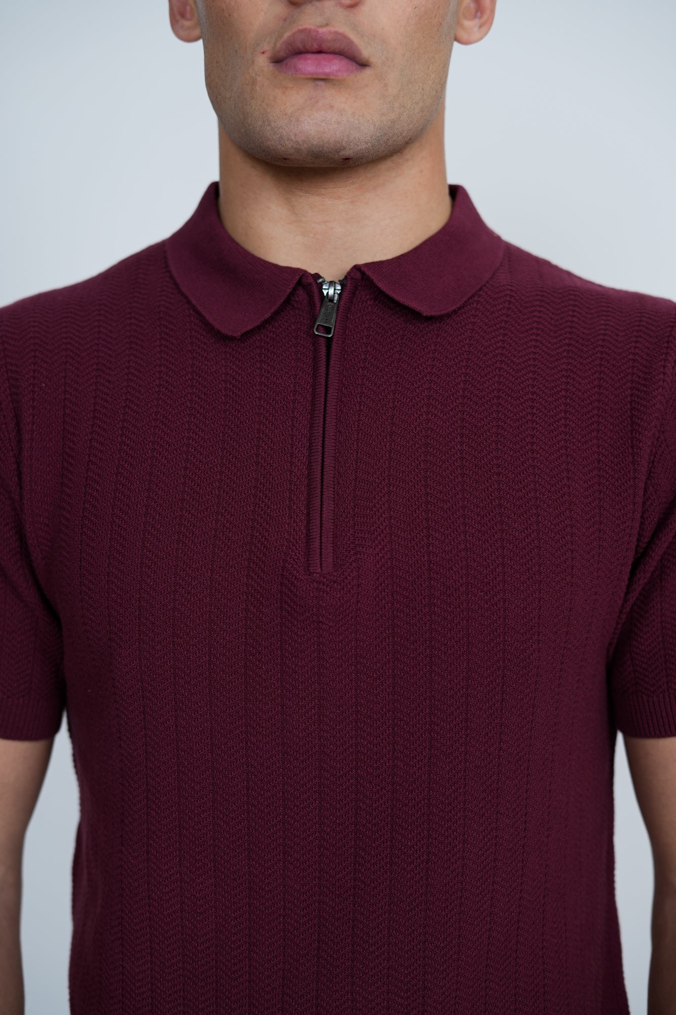 Knitted Jacquard Polo | Men's Premium Knitwear Polo Shirt | Textured Knit Polo