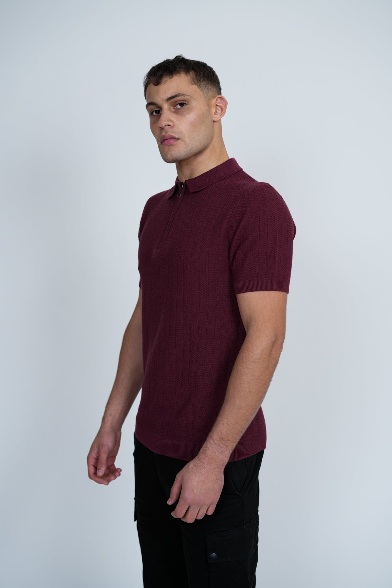 Knitted Jacquard Polo | Men's Premium Knitwear Polo Shirt | Textured Knit Polo