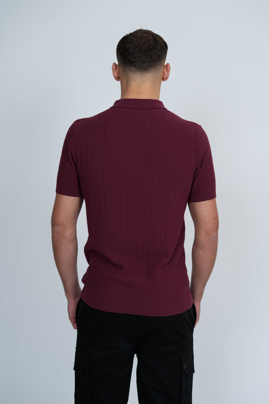Knitted Jacquard Polo | Men's Premium Knitwear Polo Shirt | Textured Knit Polo