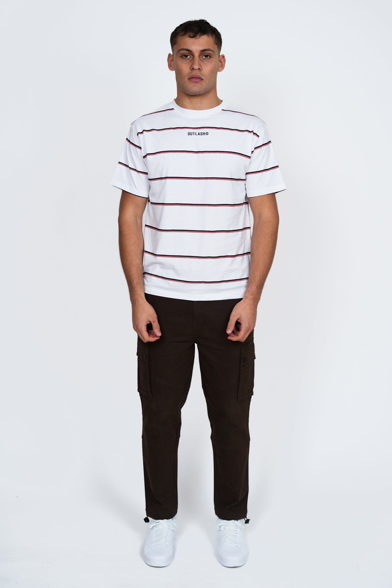 Stripe T-Shirt – Men's Premium Cotton Striped Tee with Logo Print
