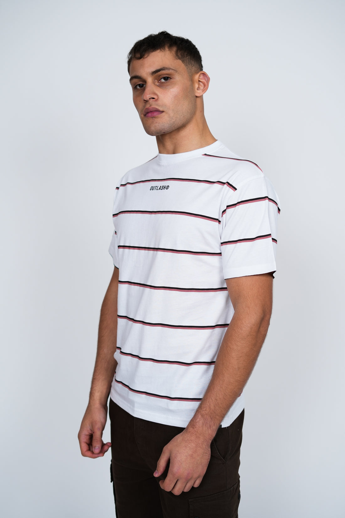 Stripe T-Shirt – Men's Premium Cotton Striped Tee with Logo Print