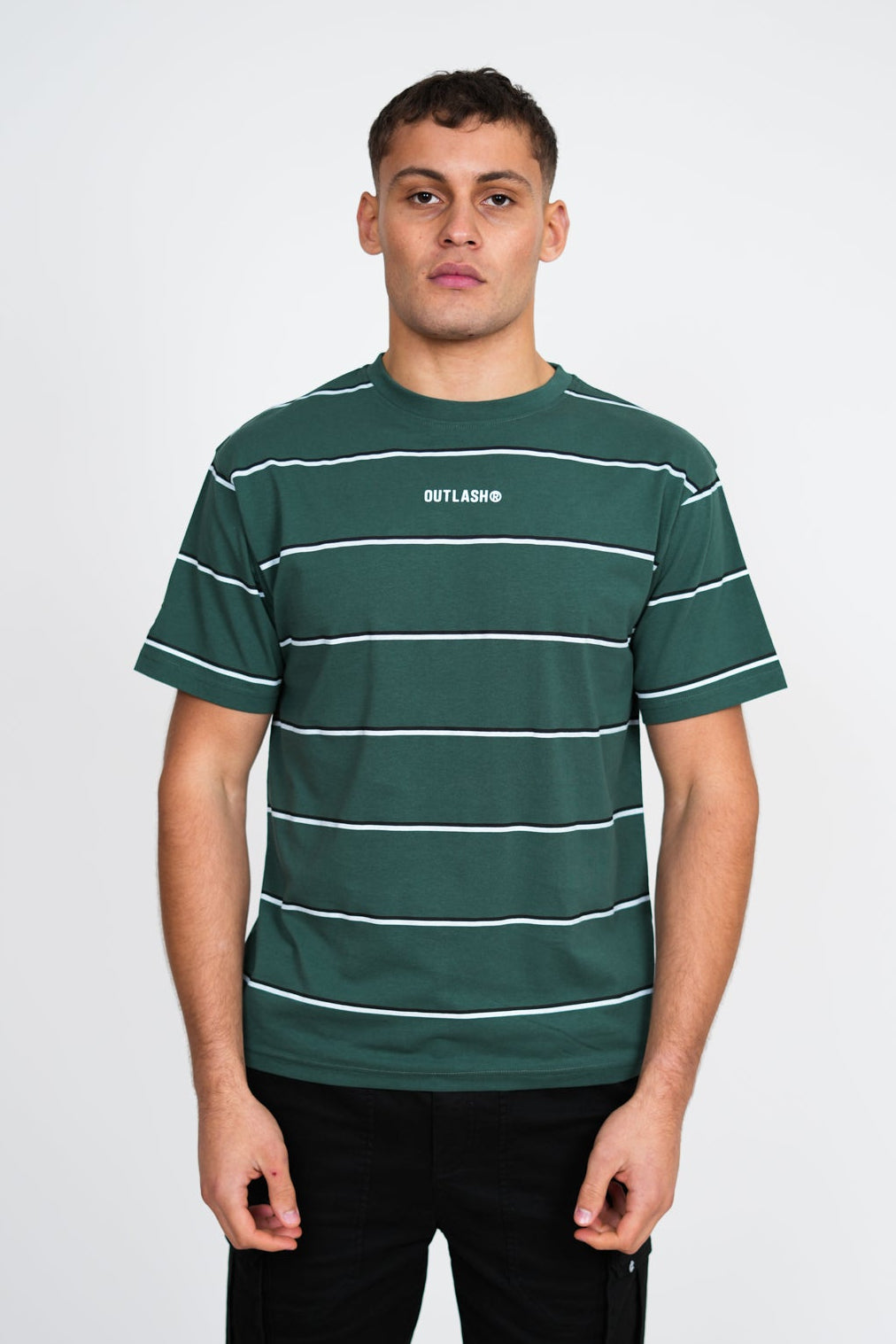 Stripe T-Shirt – Men's Premium Cotton Striped Tee with Logo Print