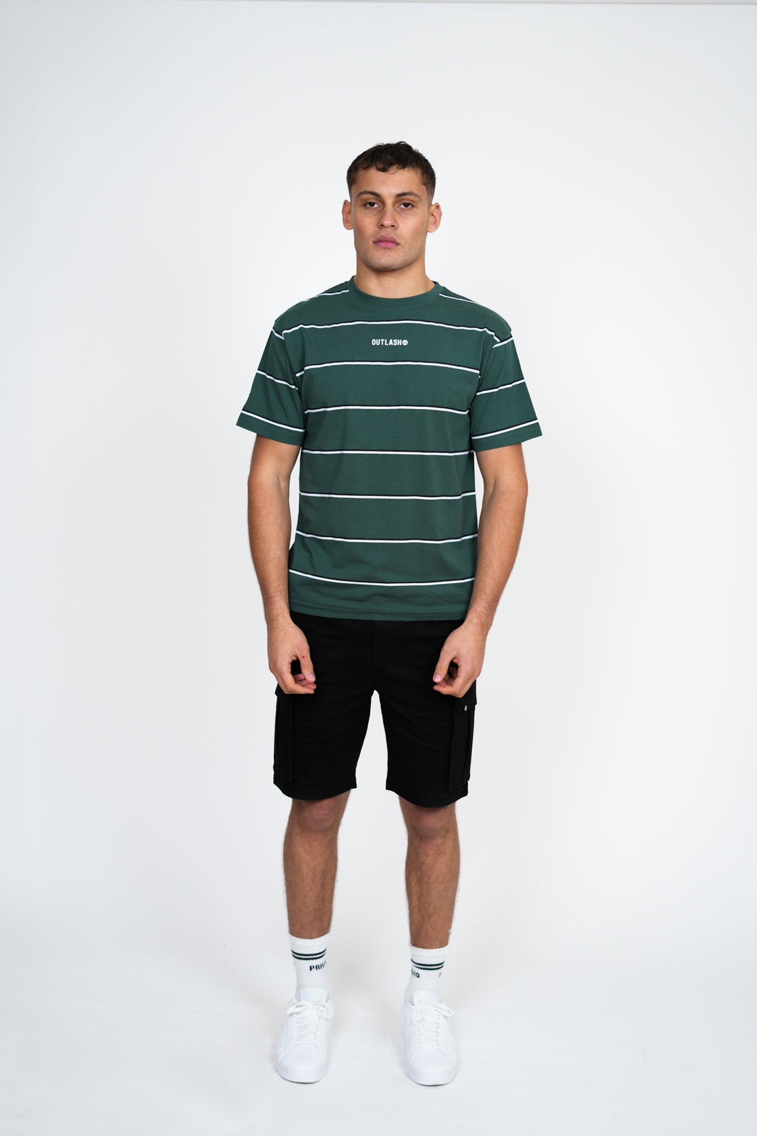 Stripe T-Shirt – Men's Premium Cotton Striped Tee with Logo Print