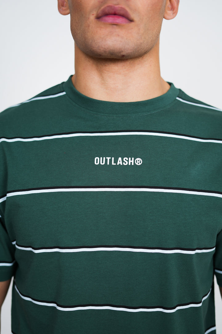 Stripe T-Shirt – Men's Premium Cotton Striped Tee with Logo Print