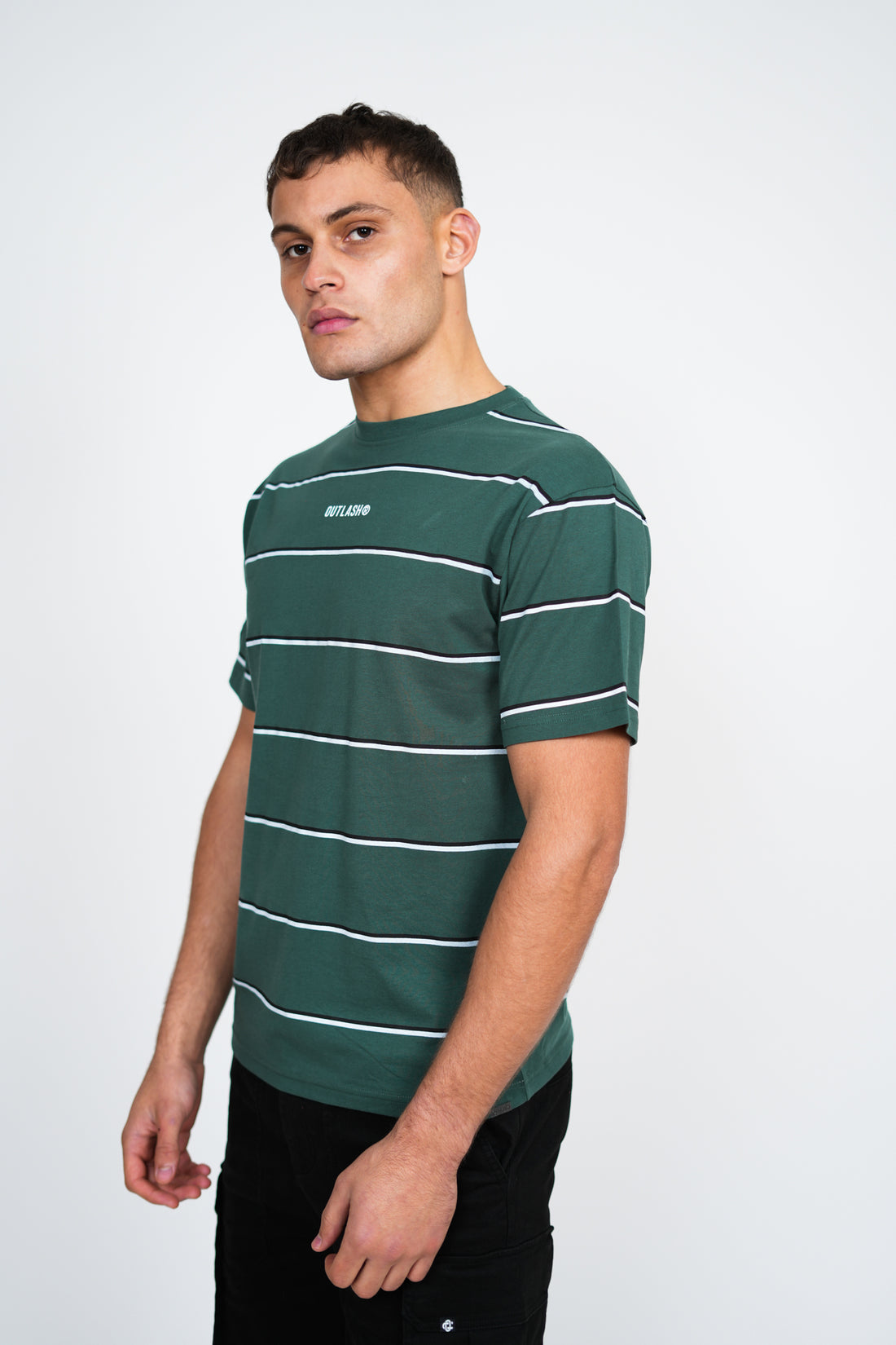 Stripe T-Shirt – Men's Premium Cotton Striped Tee with Logo Print