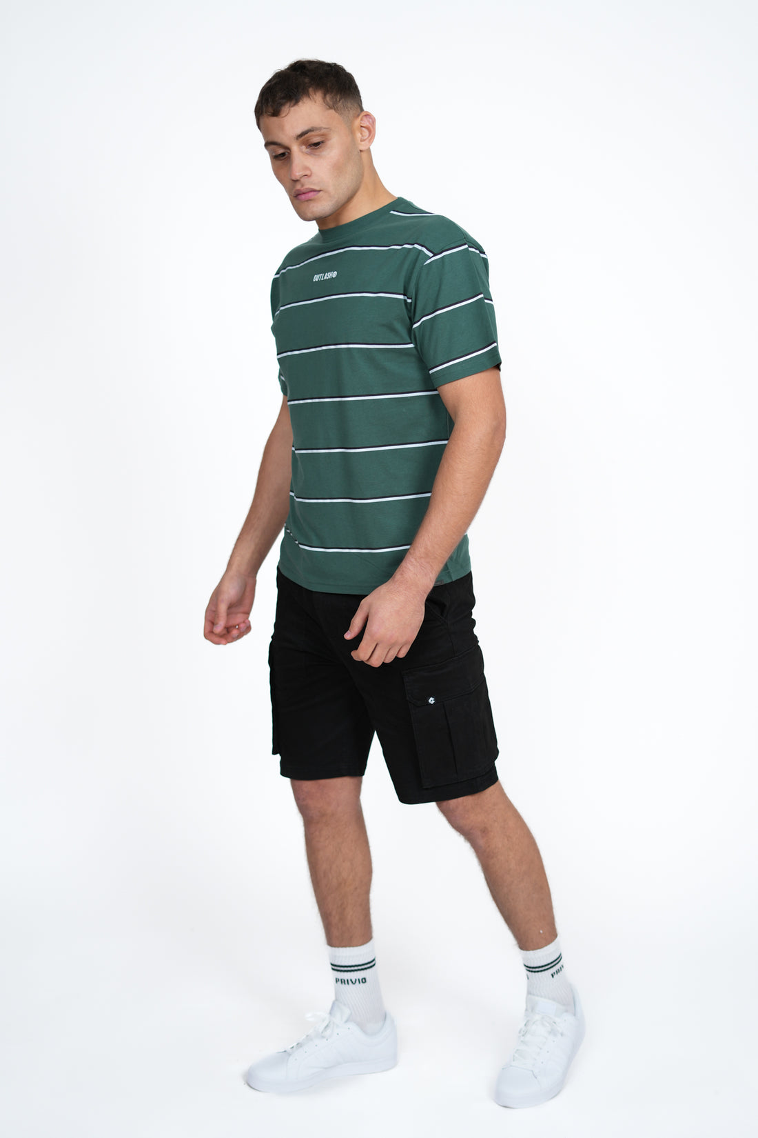 Stripe T-Shirt – Men's Premium Cotton Striped Tee with Logo Print