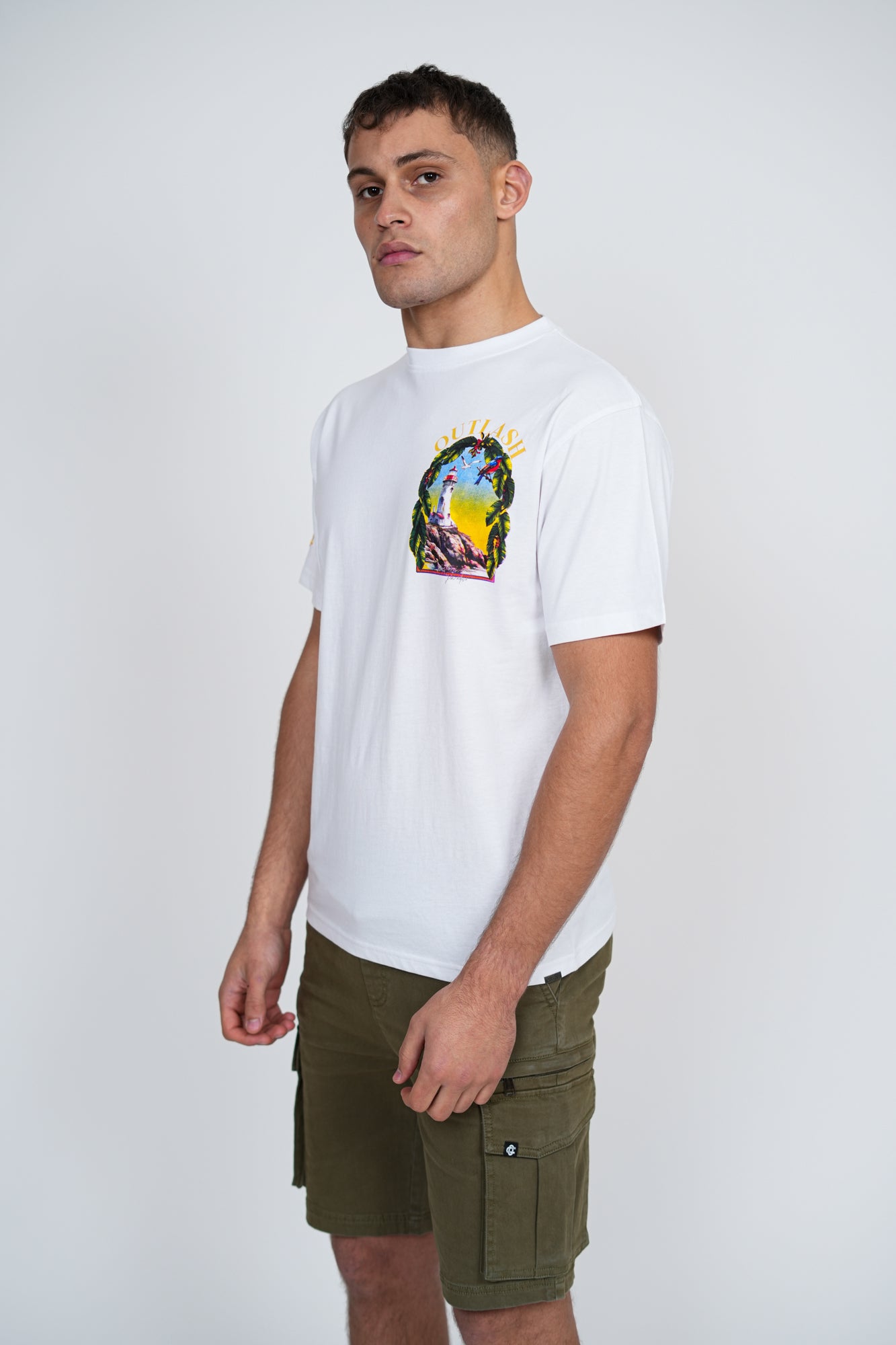 Mediterranean Paradise T-Shirt | Men's Premium Cotton Graphic Tee | Outlash Tropical Streetwear