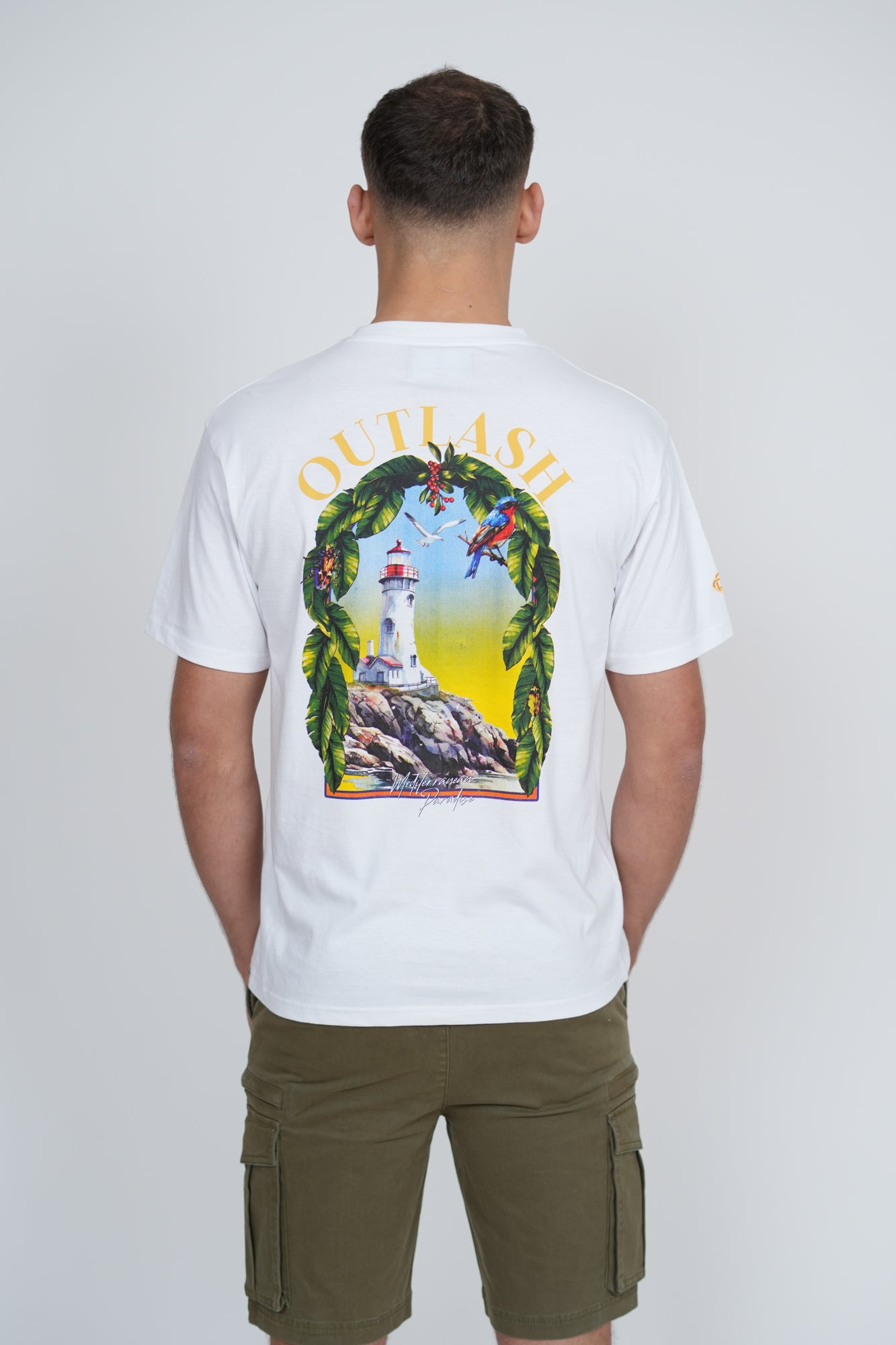 Mediterranean Paradise T-Shirt | Men's Premium Cotton Graphic Tee | Outlash Tropical Streetwear