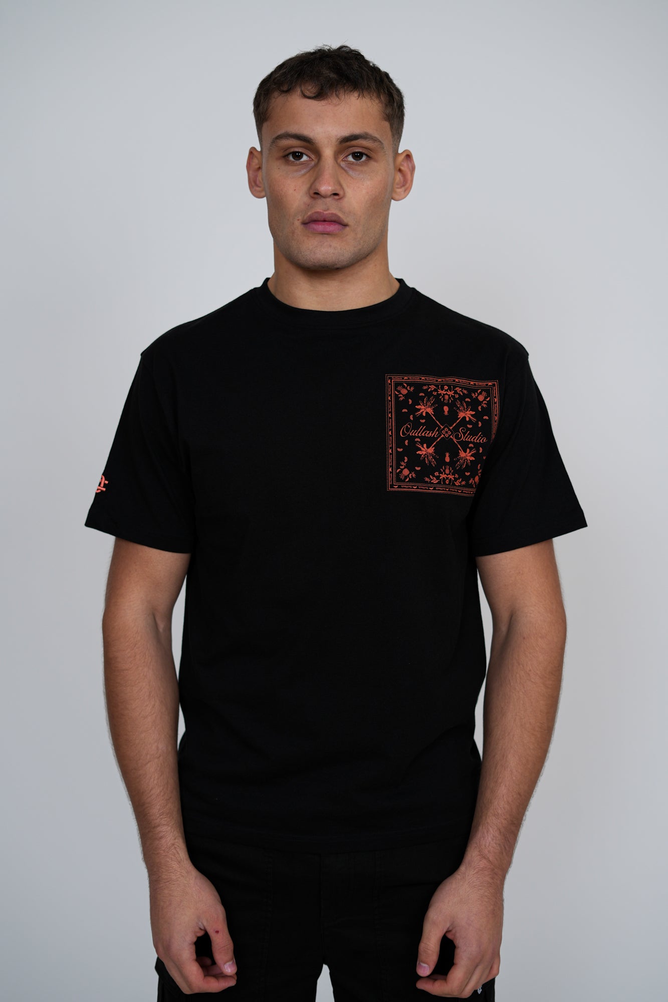 Bandana Print T-Shirt | Men's Premium Cotton Graphic Tee | Embroidered Logo Street Style