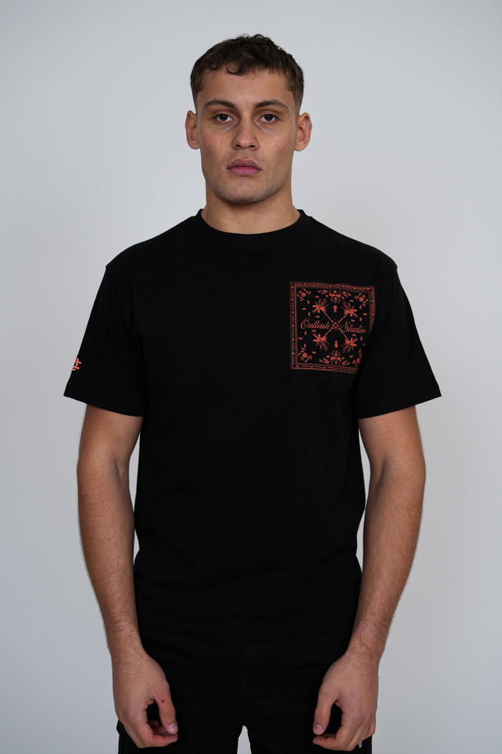 Bandana Print T-Shirt | Men's Premium Cotton Graphic Tee | Embroidered Logo Street Style