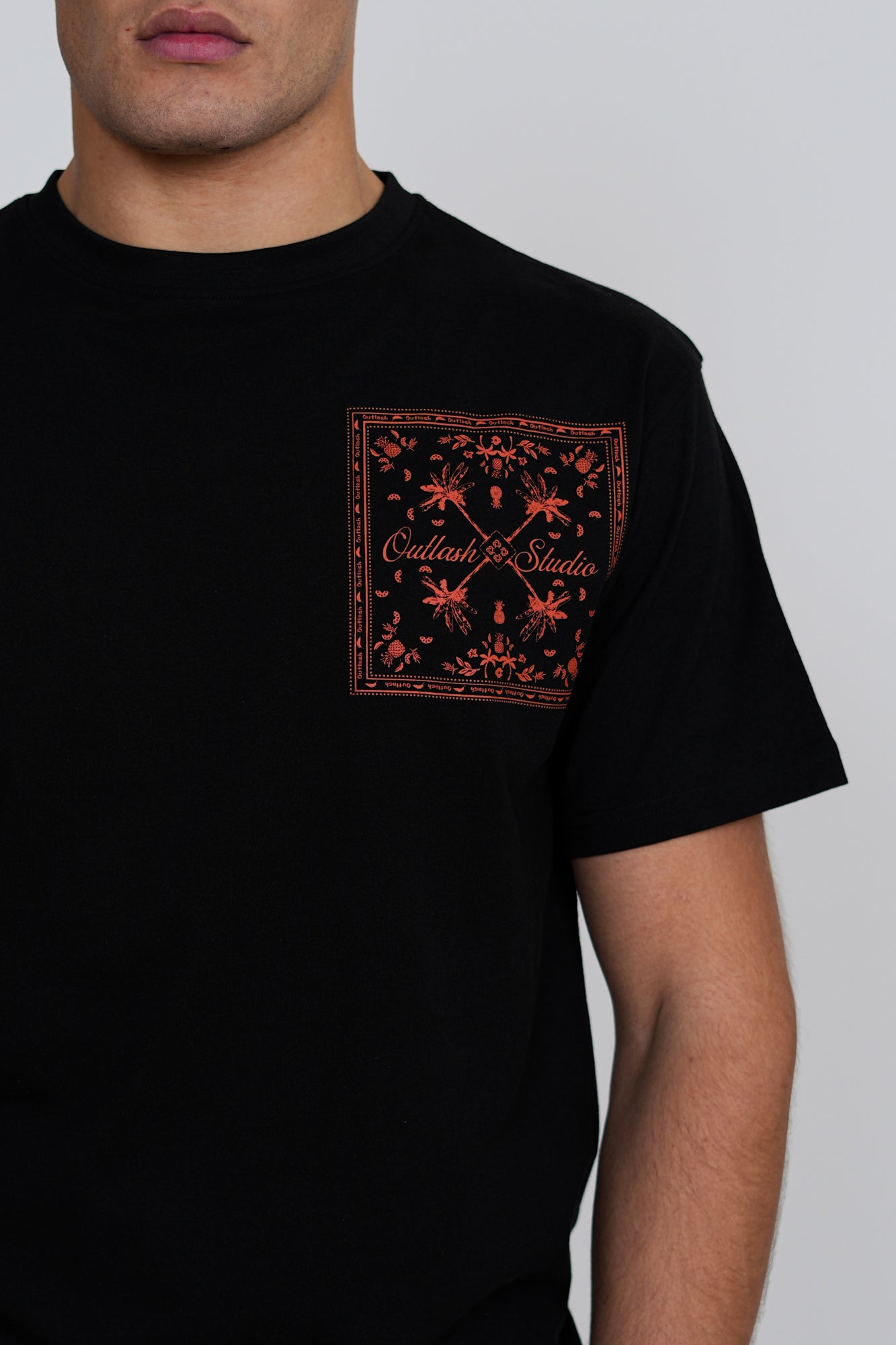 Bandana Print T-Shirt | Men's Premium Cotton Graphic Tee | Embroidered Logo Street Style