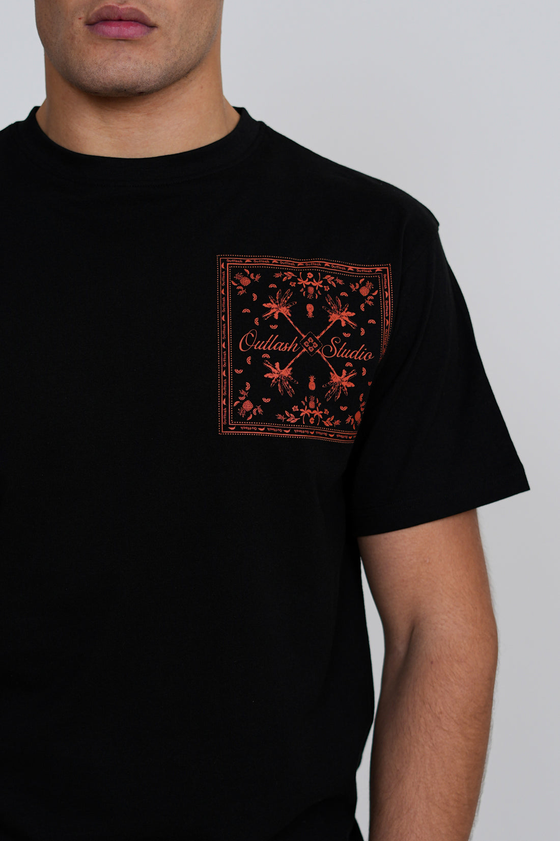 Bandana Print T-Shirt | Men's Premium Cotton Graphic Tee | Embroidered Logo Street Style