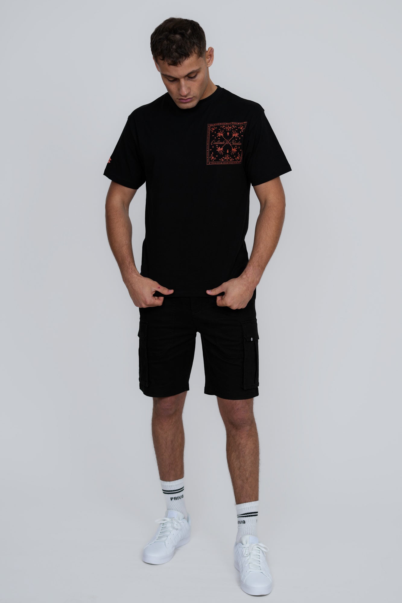 Bandana Print T-Shirt | Men's Premium Cotton Graphic Tee | Embroidered Logo Street Style