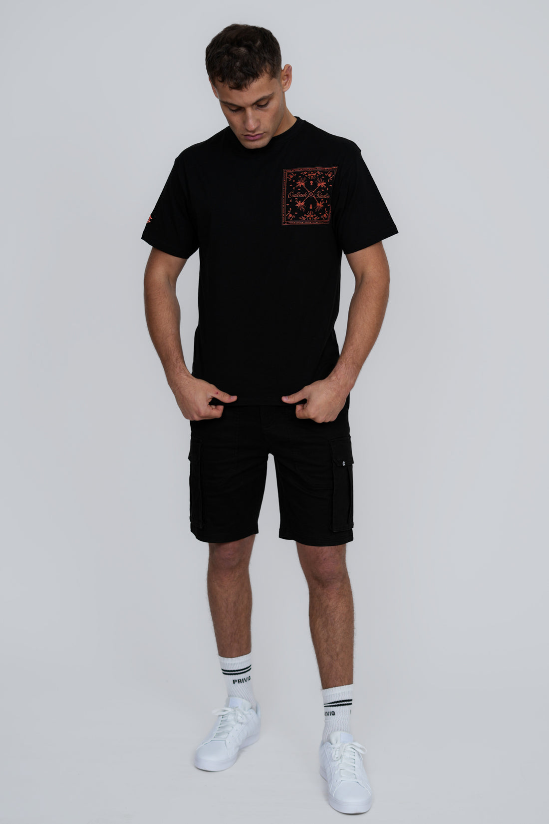 Bandana Print T-Shirt | Men's Premium Cotton Graphic Tee | Embroidered Logo Street Style